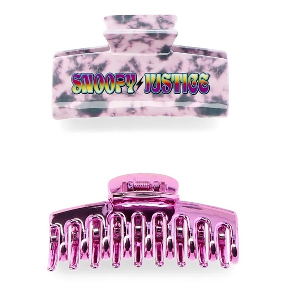 Justice Peanuts Snoopy Tie Dye Print & Metallic Claw Clips - Picture 5 of 6